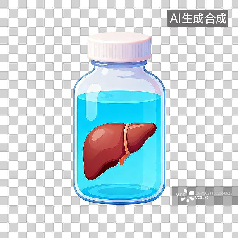 【AI数字艺术】装在瓶子里的肝脏图片素材