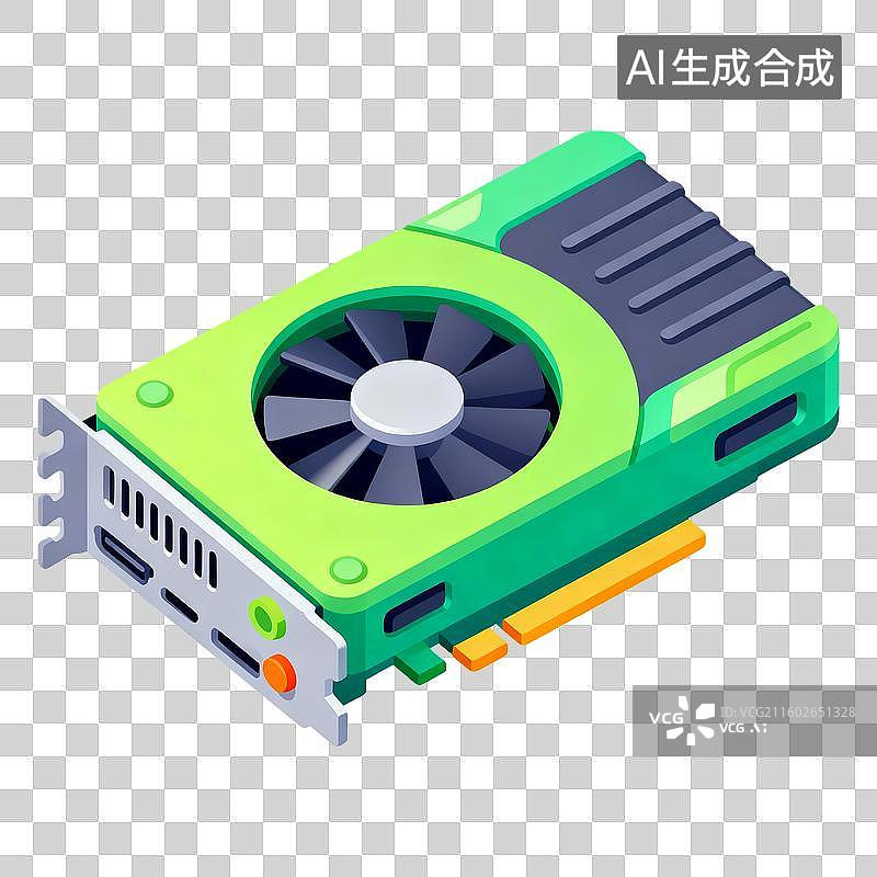 【AI数字艺术】卡通风格GPU显卡图标图片素材