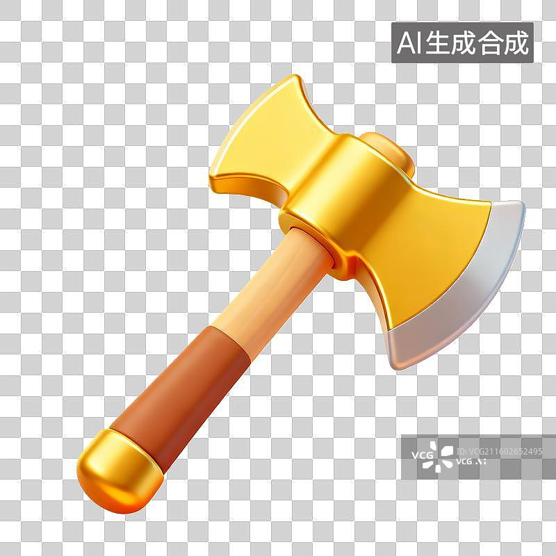 【AI数字艺术】卡通风格金斧头图标图片素材