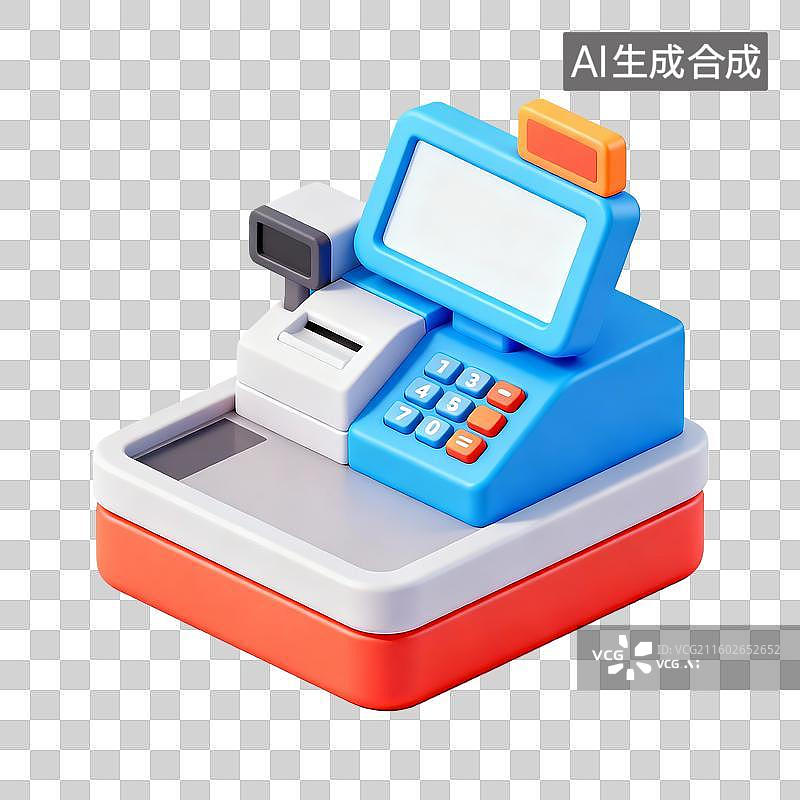 【AI数字艺术】卡通风格超市收银机图标图片素材