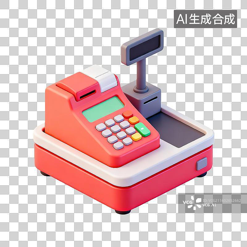 【AI数字艺术】卡通风格超市收银机图标图片素材
