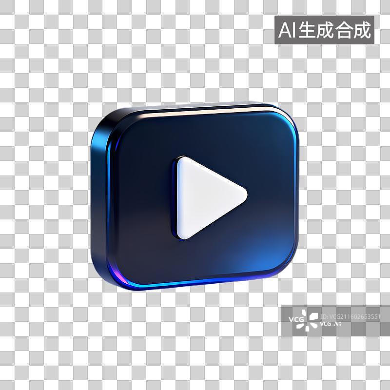 【AI数字艺术】三维渲染播放按钮图标图片素材