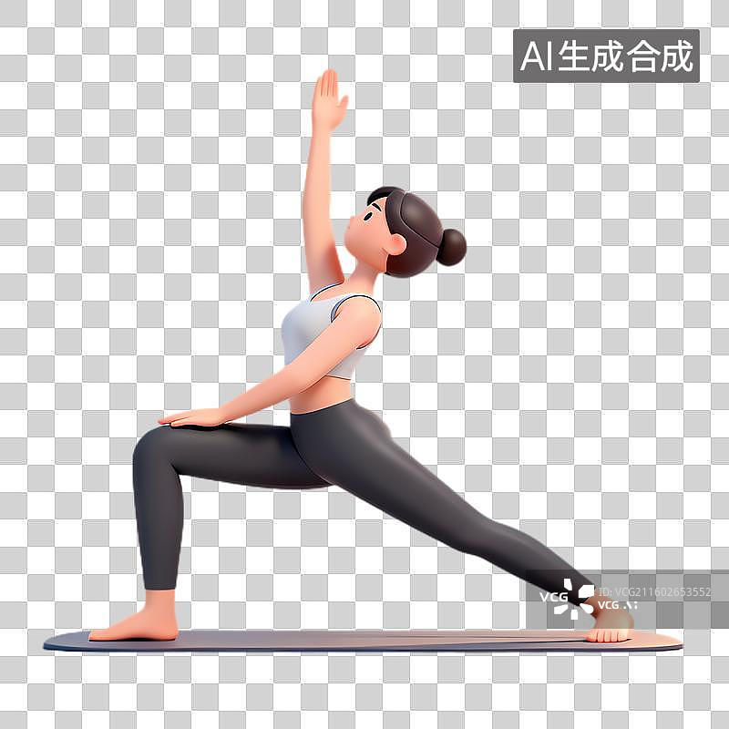 【AI数字艺术】女性做瑜伽战士式健身图片素材