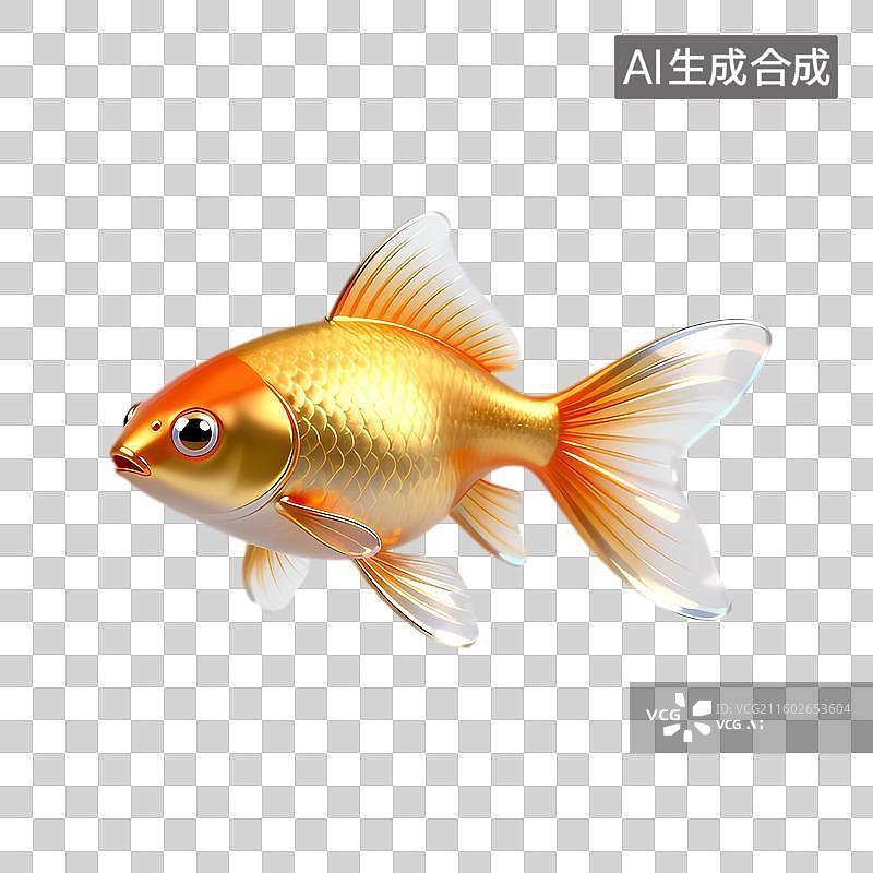 【AI数字艺术】一条闪耀的金色金鱼图片素材