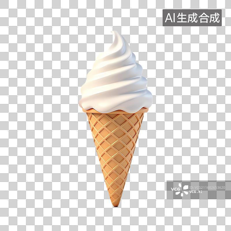 【AI数字艺术】华夫筒中的美味软质冰淇淋图片素材
