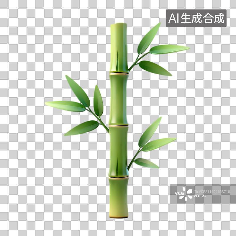 【AI数字艺术】翠绿竹子带新鲜叶片展现自然美图片素材
