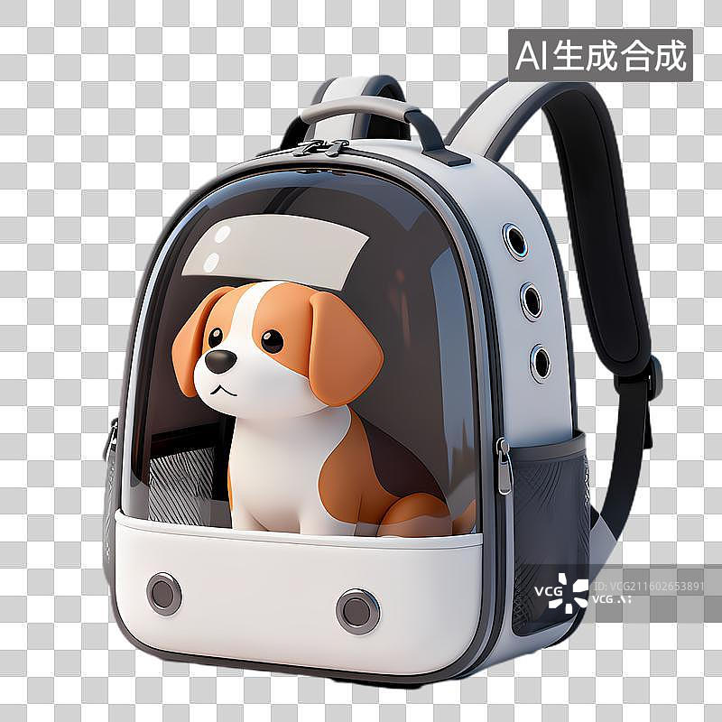 【AI数字艺术】可爱宠物背包内有小狗图片素材