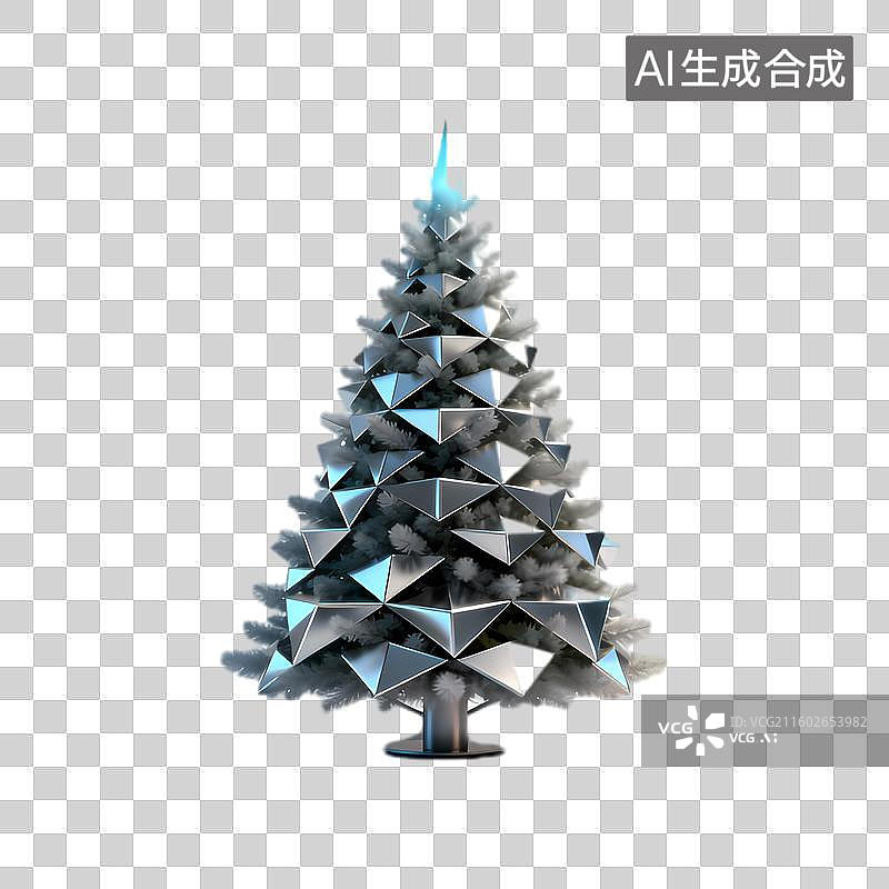 【AI数字艺术】现代几何装饰的圣诞树图片素材