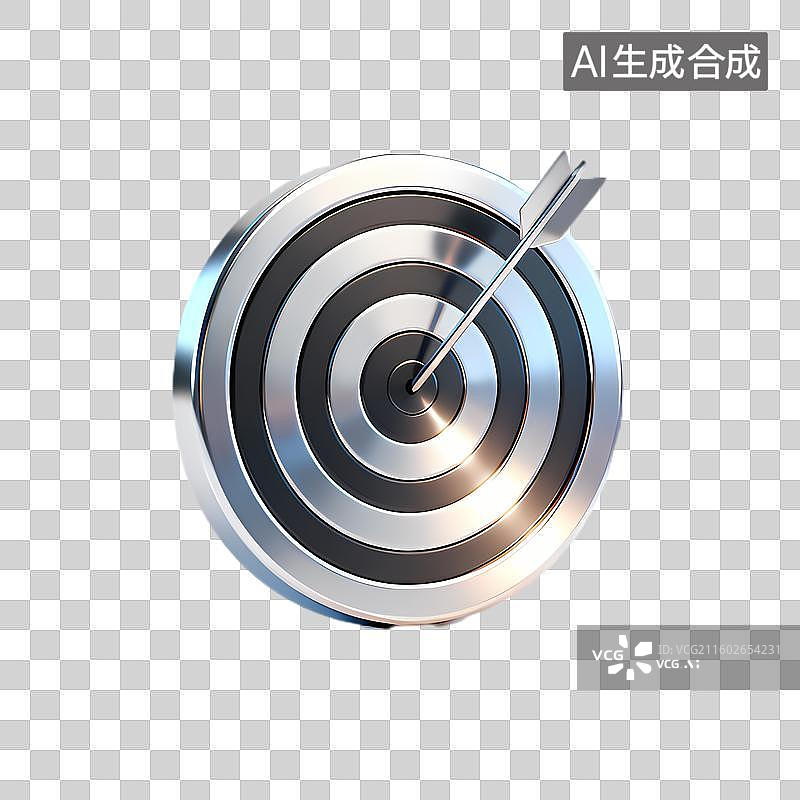 【AI数字艺术】箭头命中金属靶心象征目标达成图片素材