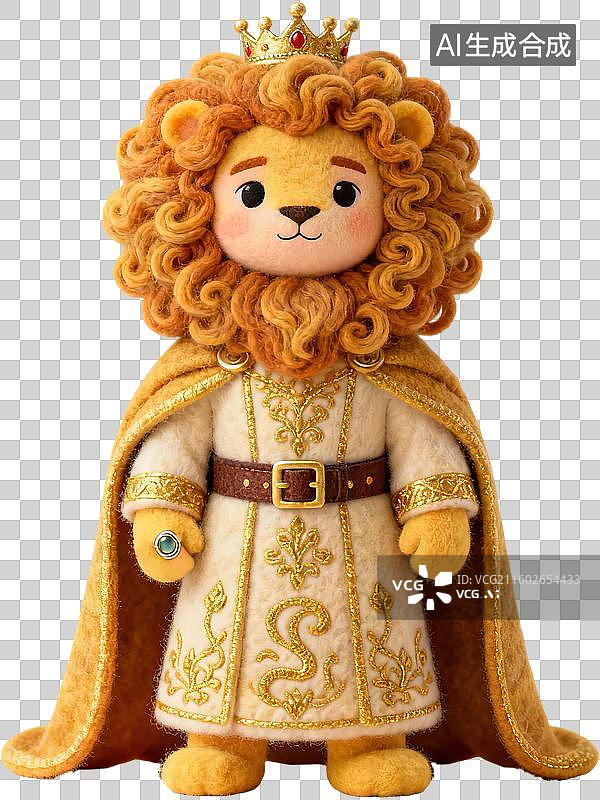 【AI数字艺术】狮子座 12星座火象拟人形象造型 3D卡通毛毡风格插画毛绒玩具人物盲盒手办创意设计 透明无背景图片素材
