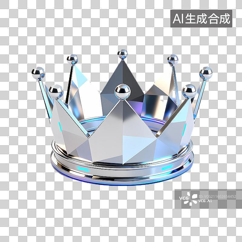 【AI数字艺术】闪亮现代多边形银色皇冠图片素材