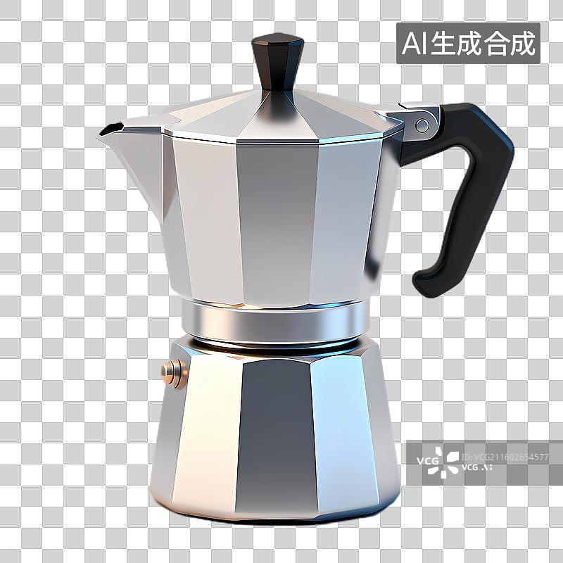 【AI数字艺术】家用不锈钢摩卡咖啡壶图片素材