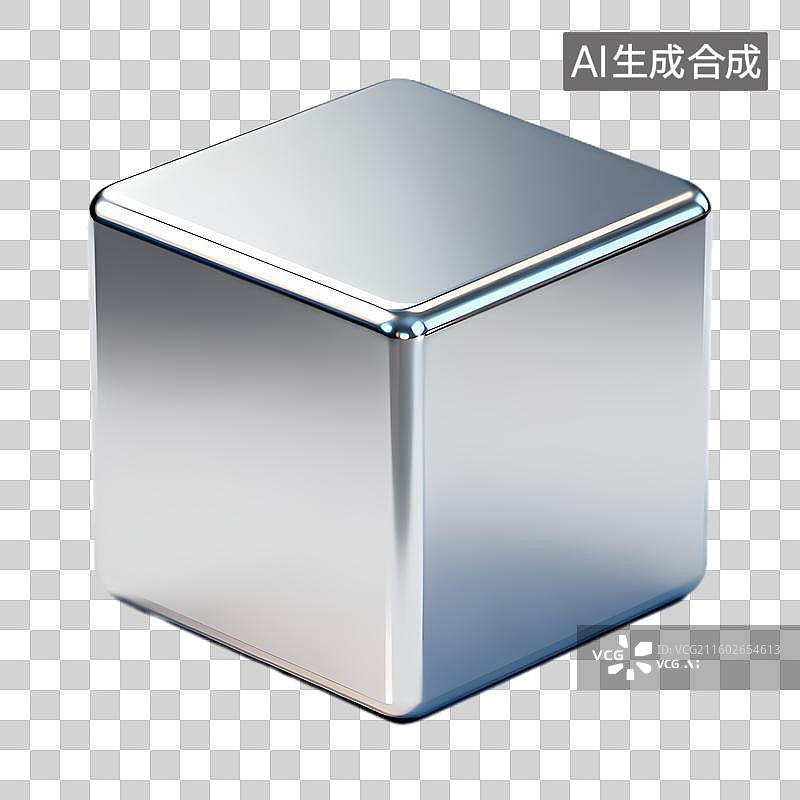 【AI数字艺术】具有反光表面的金属立方体图片素材
