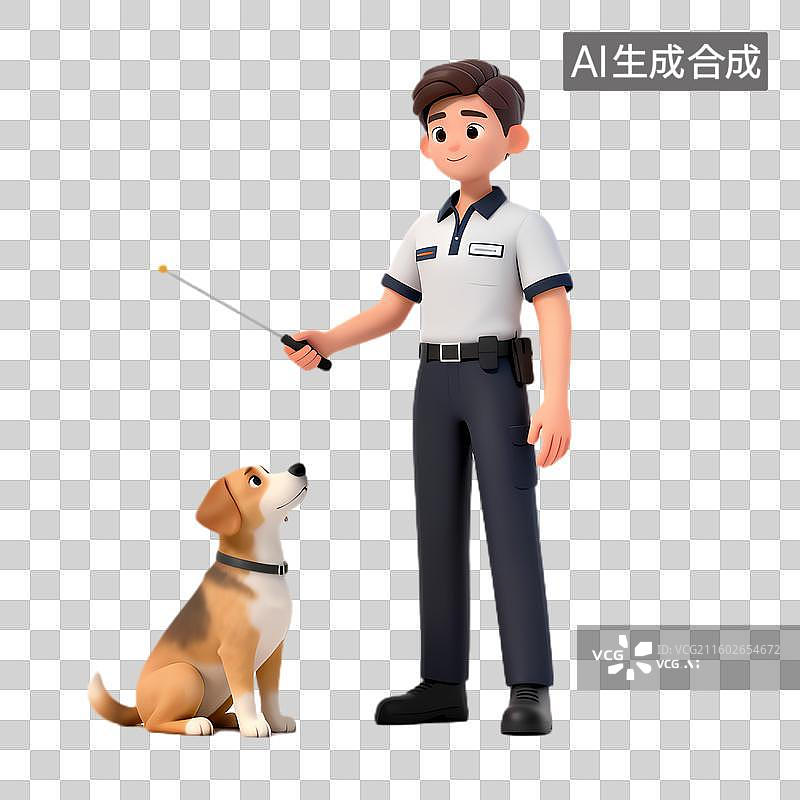 【AI数字艺术】训犬师与狗的服从训练图片素材