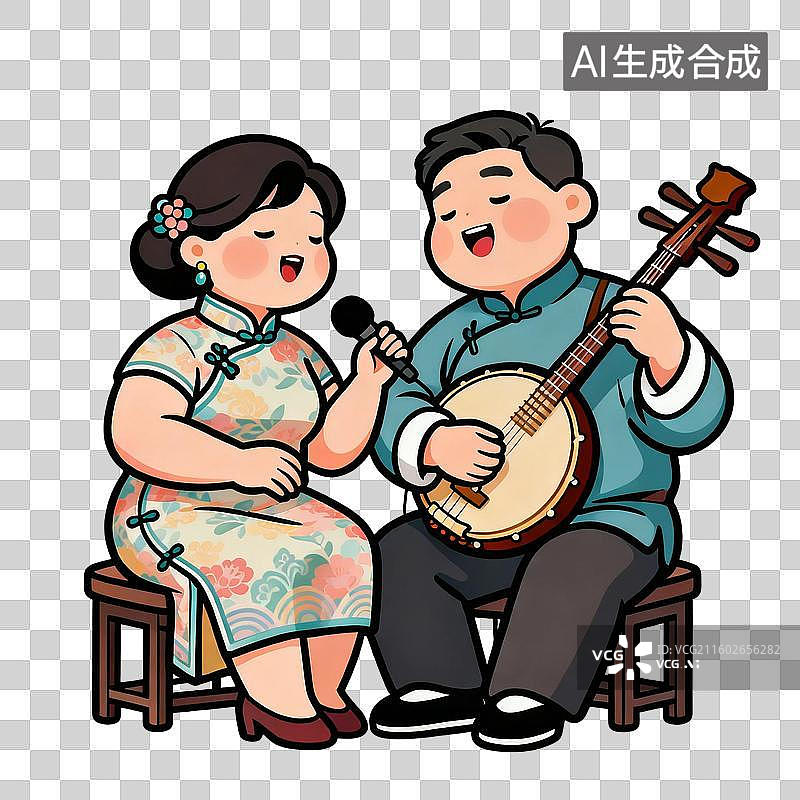 【AI数字艺术】传统中式民间音乐表演图片素材