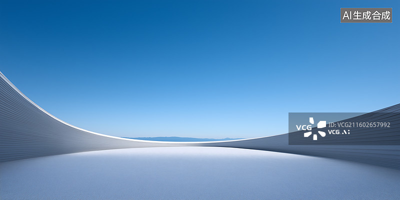 【AI数字艺术】现代流线型建筑与蓝天图片素材