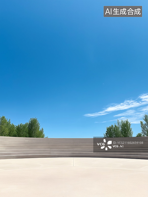 【AI数字艺术】现代流线型建筑与蓝天图片素材