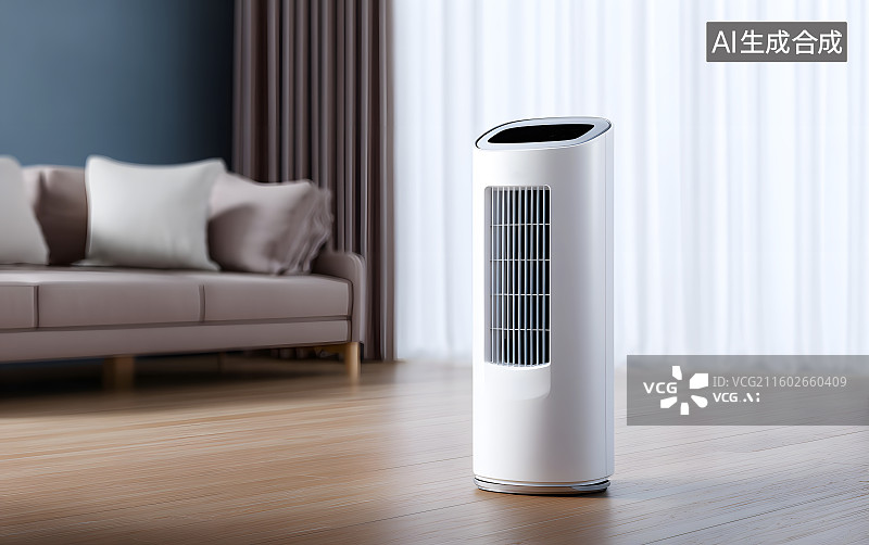【AI数字艺术】室内放着一个立式空调电风扇图片素材