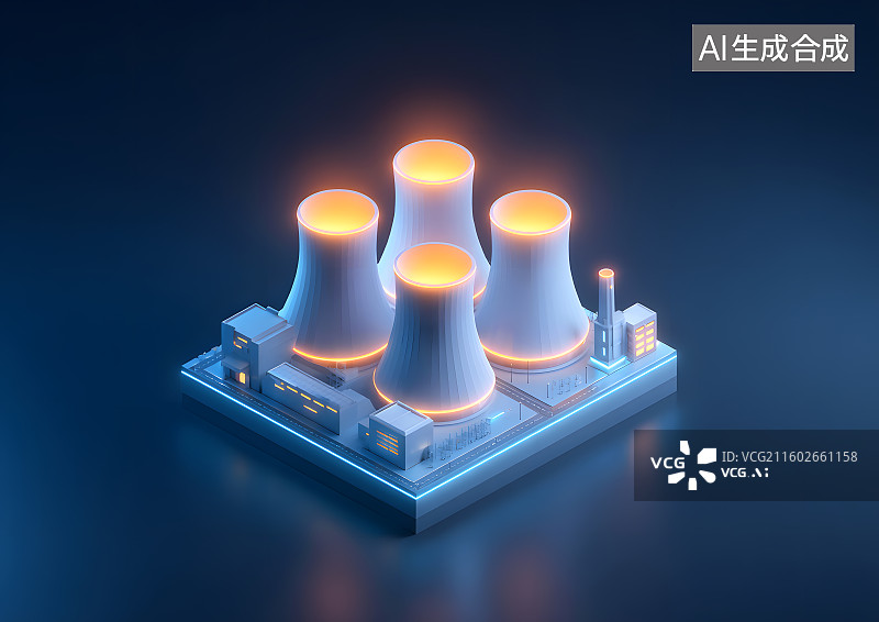 【AI数字艺术】黑色背景上卡通大烟囱工厂图片素材