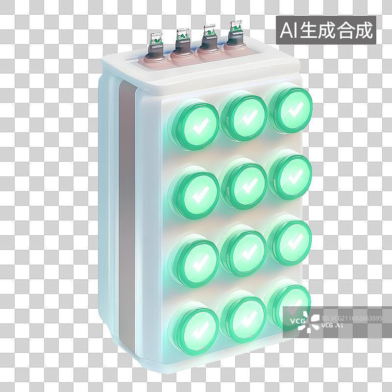 【AI数字艺术】绿色电芯储能电池模块元素图片素材