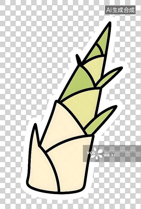 【AI数字艺术】AIGC:新鲜竹笋青笋,贴纸插图插画，设计元素，免抠图形图片素材