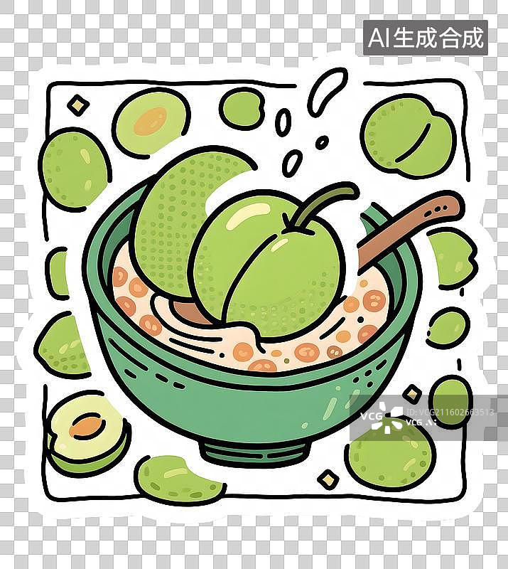 【AI数字艺术】AIGC：芒种节气煮青梅插图插画，贴纸，设计元素，免抠图形图片素材