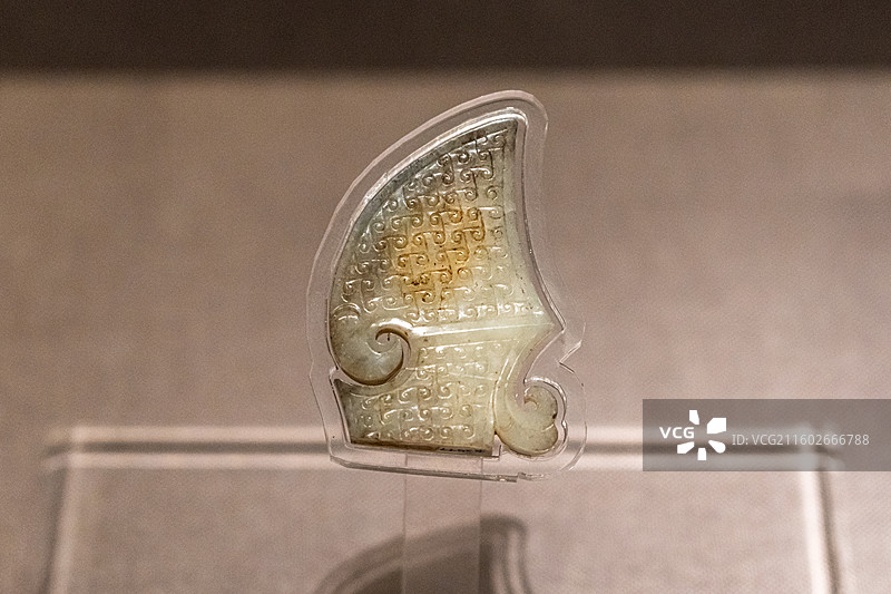 白玉勾连纹珌（西汉）河南博物院藏 永城市僖山汉墓出土图片素材