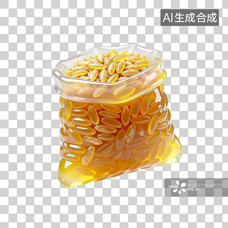 【AI数字艺术】果冻风格的一袋稻谷图片素材