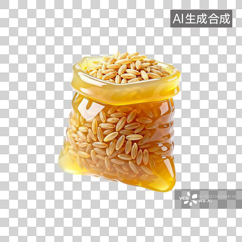 【AI数字艺术】果冻风格的一袋稻谷图片素材