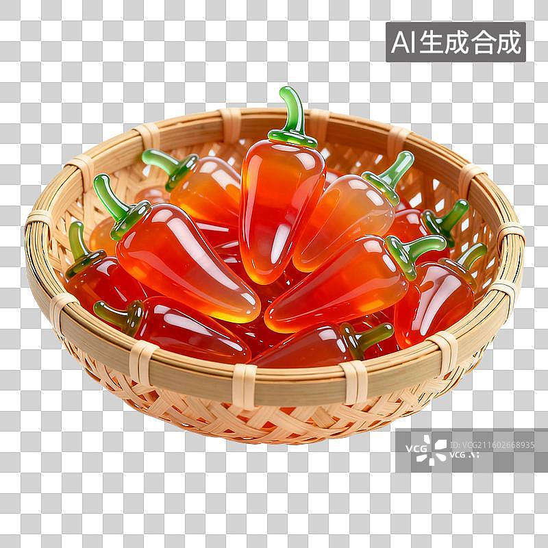 【AI数字艺术】一筐果冻风格的辣椒图片素材
