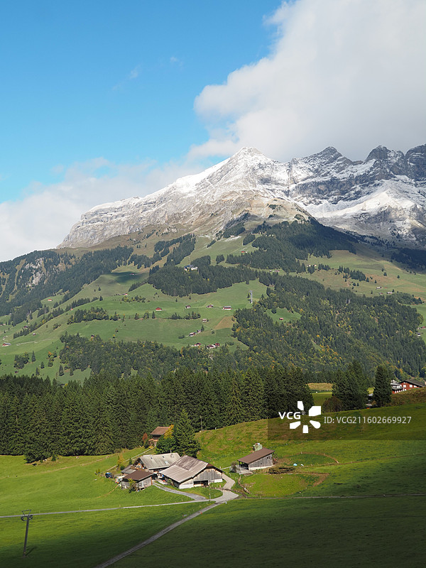 瑞士 上瓦尔登州 恩格尔贝格小镇 铁力士雪山图片素材