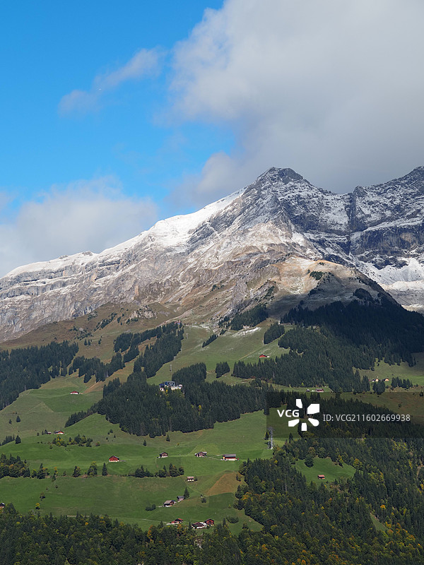 瑞士 上瓦尔登州 恩格尔贝格小镇 铁力士雪山图片素材
