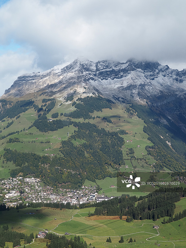 瑞士 上瓦尔登州 恩格尔贝格小镇 铁力士雪山图片素材
