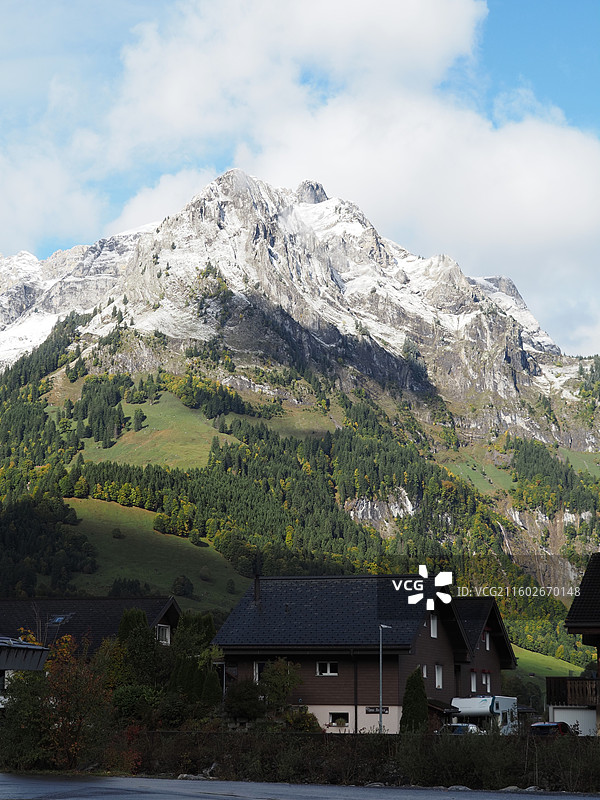 瑞士 上瓦尔登州 恩格尔贝格小镇 铁力士雪山图片素材