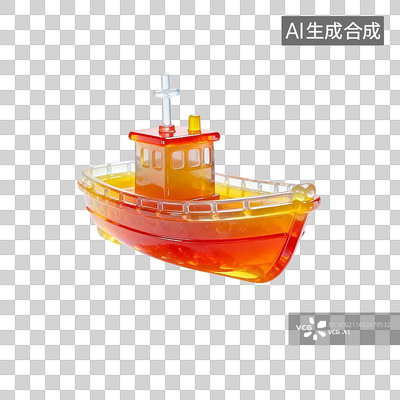【AI数字艺术】果冻风格的船模型图片素材