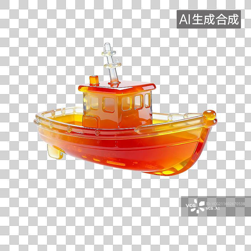 【AI数字艺术】果冻风格的船模型图片素材