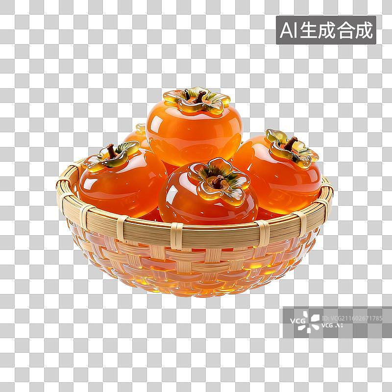 【AI数字艺术】一筐新鲜的柿子图片素材