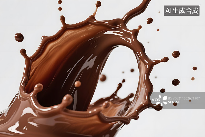 【AI数字艺术】巧克力浆飞溅瞬间图片素材