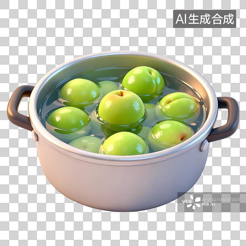 【AI数字艺术】煮青梅3D立体卡通立体拟物光滑质感插画元素图片素材