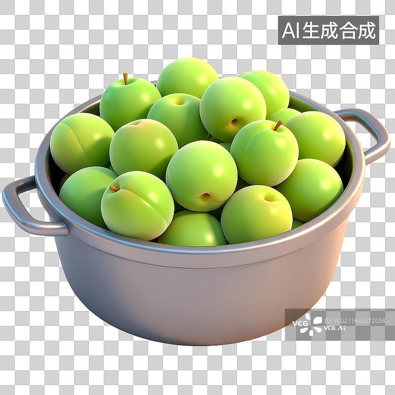 【AI数字艺术】煮青梅3D立体卡通立体拟物光滑质感插画元素图片素材