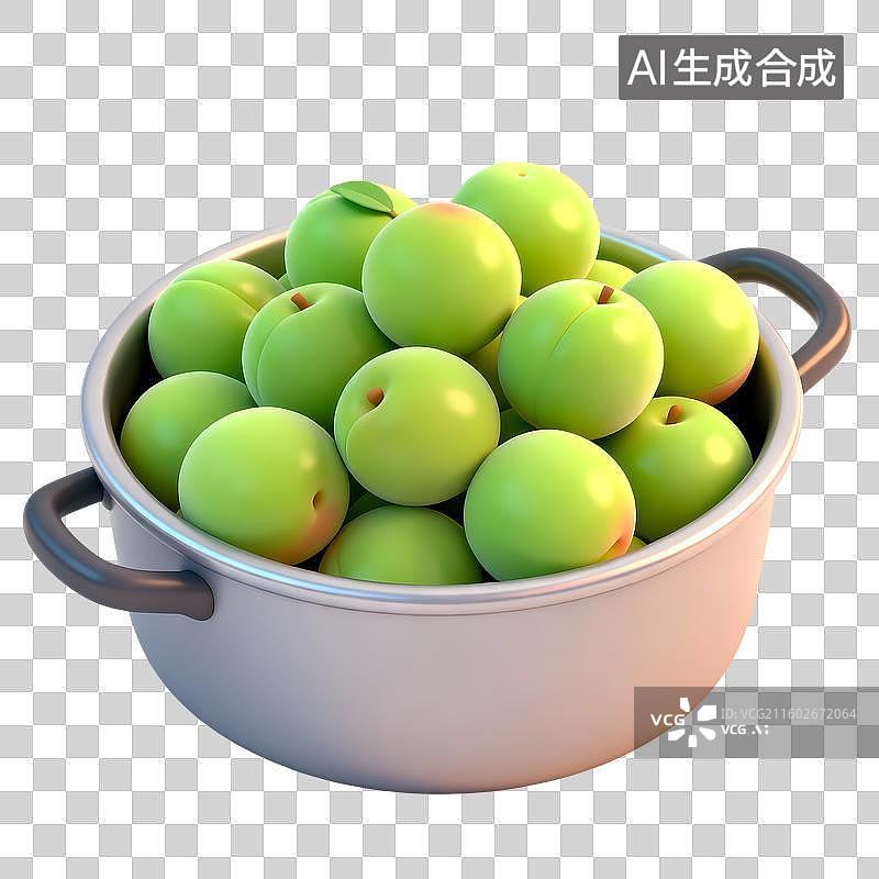 【AI数字艺术】煮青梅3D立体卡通立体拟物光滑质感插画元素图片素材
