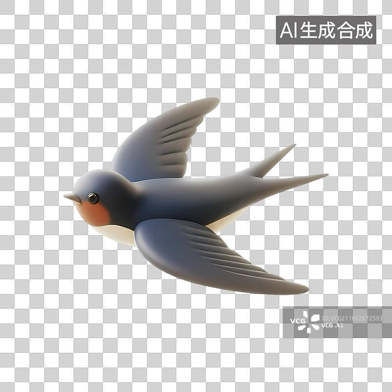 【AI数字艺术】燕子3D立体卡通立体拟物光滑质感插画元素图片素材