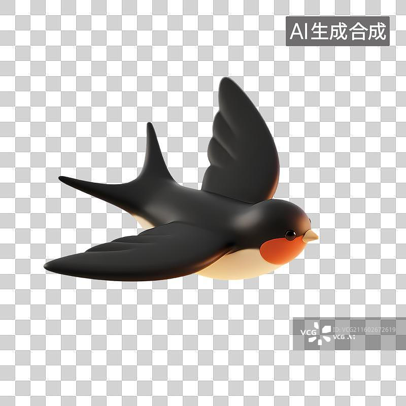 【AI数字艺术】燕子3D立体卡通立体拟物光滑质感插画元素图片素材