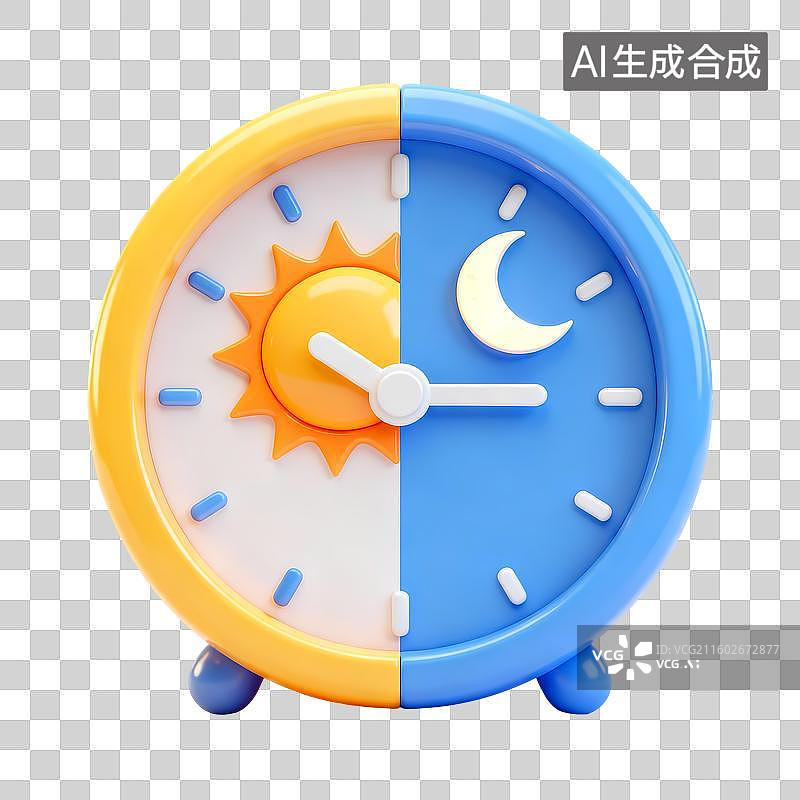 【AI数字艺术】闹钟3D立体卡通立体拟物光滑质感插画元素图片素材