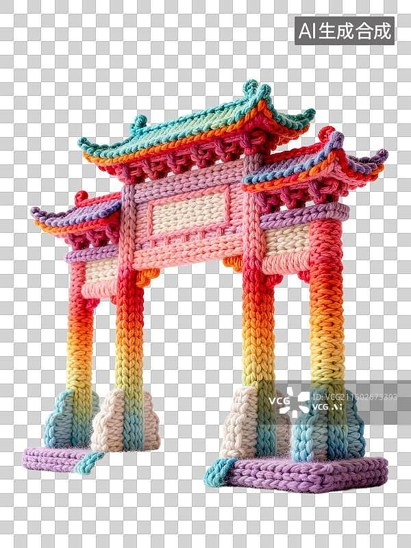 【AI数字艺术】毛线风格的牌坊图片素材