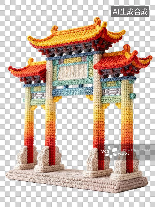 【AI数字艺术】毛线风格的牌坊图片素材