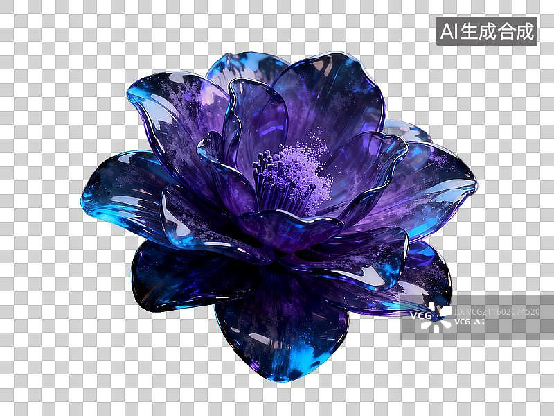 【AI数字艺术】装饰元素 创意花卉 紫色玻璃莲花雕塑图片素材