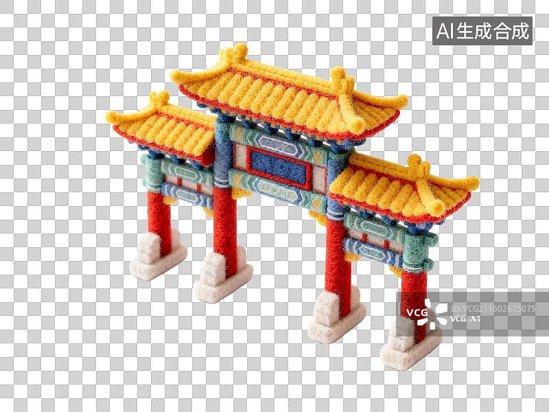 【AI数字艺术】毛毡风格的牌坊图片素材