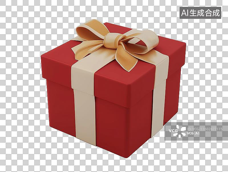 【AI数字艺术】红色礼盒系着蝴蝶结图片素材
