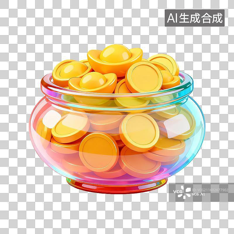 【AI数字艺术】琉璃质感聚宝盆图片素材
